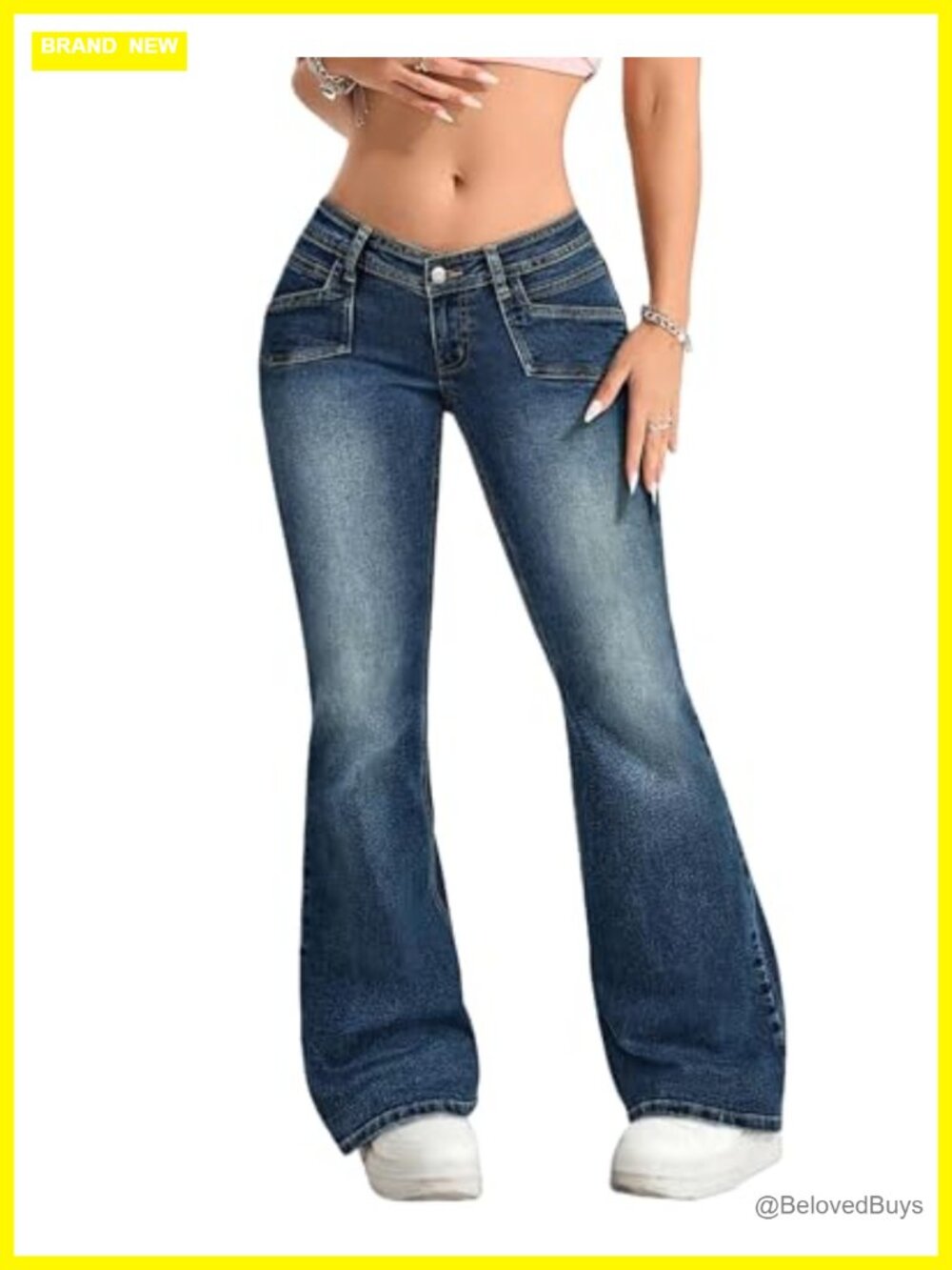 Low Waisted Bootcut Jeans Stretchy Flare Bell Bottom Denim Pants for Petite